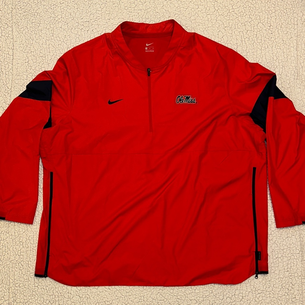 Nike Red and Navy Ole Miss Quarter-Zip Windbreaker